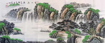 李强作品《云山飞瀑》2