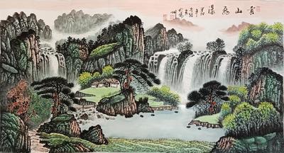 趙仲林筆　松山秋瀑　肉筆　名作　額装　送料込み250714 趙仲林筆 松山秋瀑 肉筆 名作 額装 送料込み250714 - メルカリ